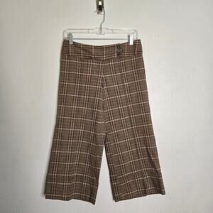 Vintage Y2k Brown + Pink Plaid Low Rise Cuffed Wide Leg Cropped Capri Size 5